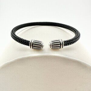 David Yurman Armory Cord Cuff Bracelet in Black - Size Medium - RARE